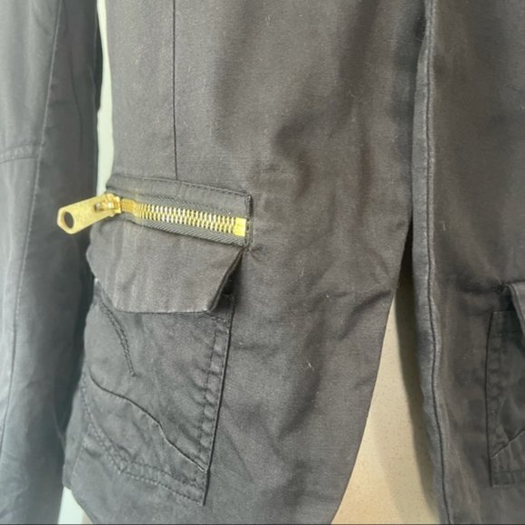 G-STAR Raw Black Cotton Linen Blend 'CL Safari Blazer' Button Front Size 34 - Picture 8 of 11